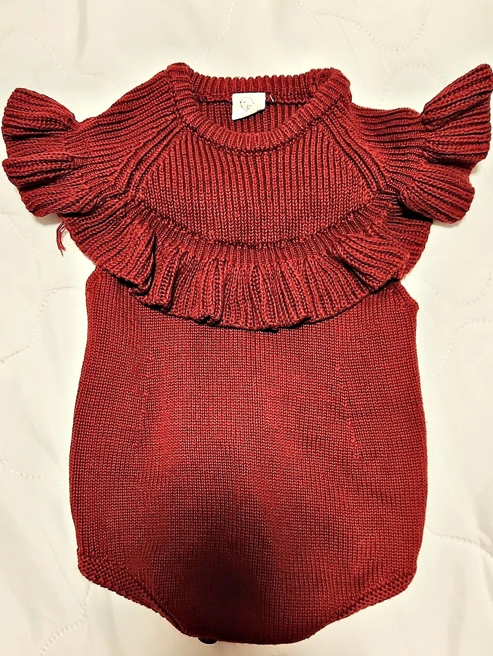 Olive & Cradle Cranberry Ruffle Knit Bodysuit